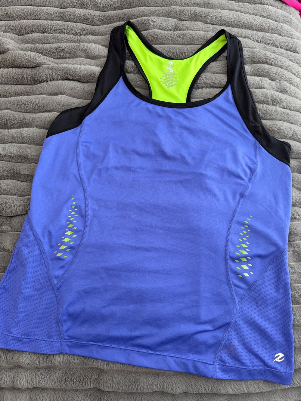 Energy Zone purple, Neon Green Athletic Tank with Black Trim